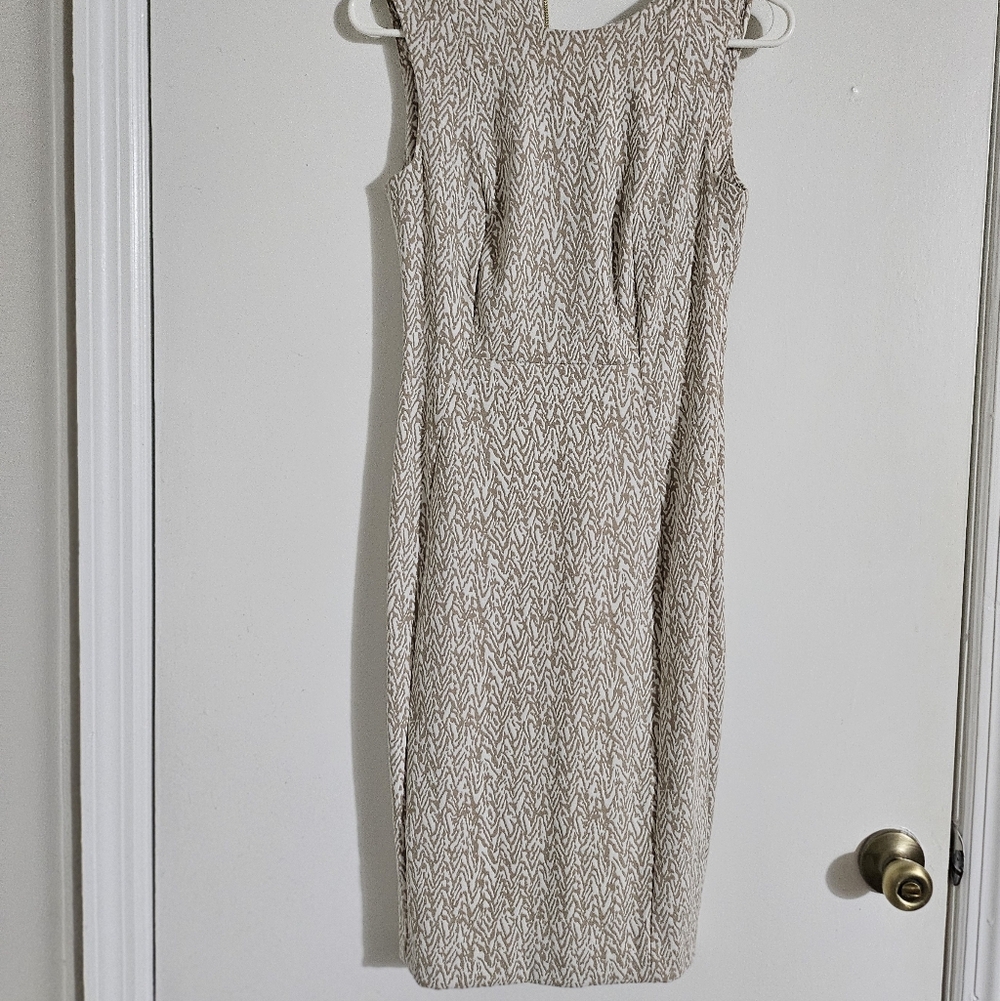 Calvin Klein Textured Cream Midi Dress